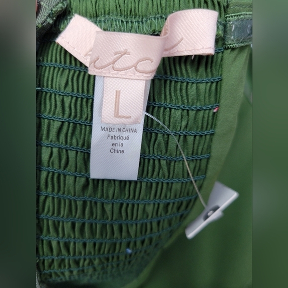 Anthropologie Hutch Dark Satin Green Bow Tie Tube Zip Up Top Blouse Size L - Picture 11 of 12